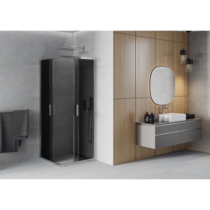 Mexen Rio Quadratescht Duschkabinn 70 x 70 cm, Grafit, Chrom - 860-070-070-01-40