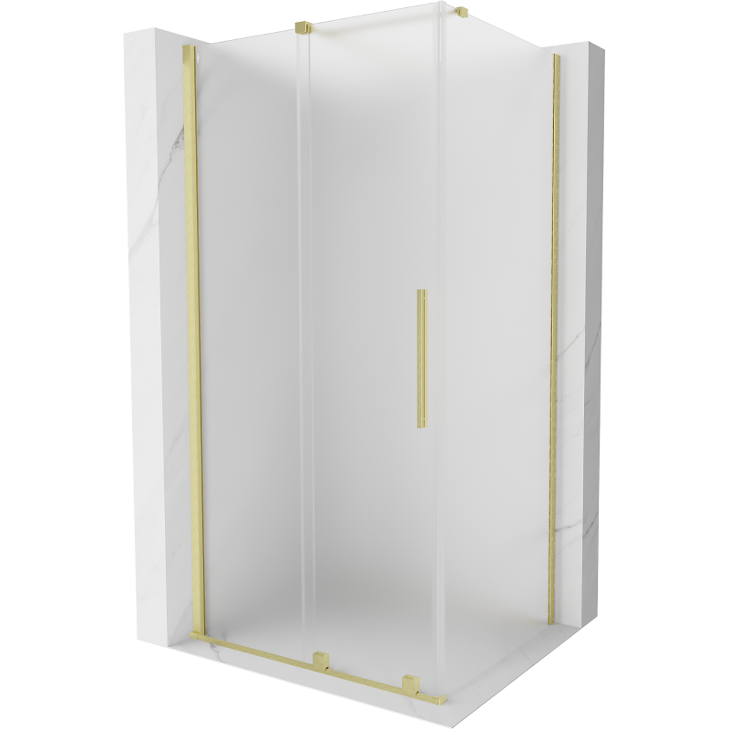 Mexen Velar Duschkabine zum Schieben 100 x 75 cm, Mattglas, gebürstetes Gold - 871-100-075-31-55