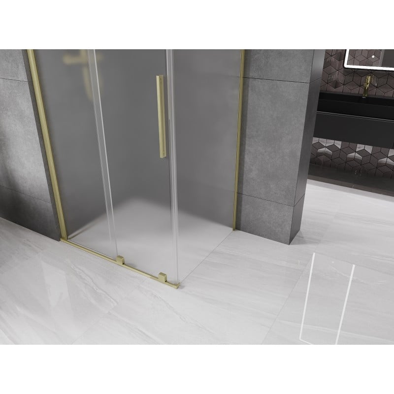 Mexen Velar kabina prysznicowa rozsuwana 100 x 70 cm, szron, złota szczotkowana - 871-100-070-31-55