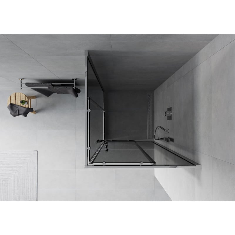 Mexen Rio Duschkabine quadratisch 80 x 80 cm, Graphit, Chrom - 860-080-080-01-40