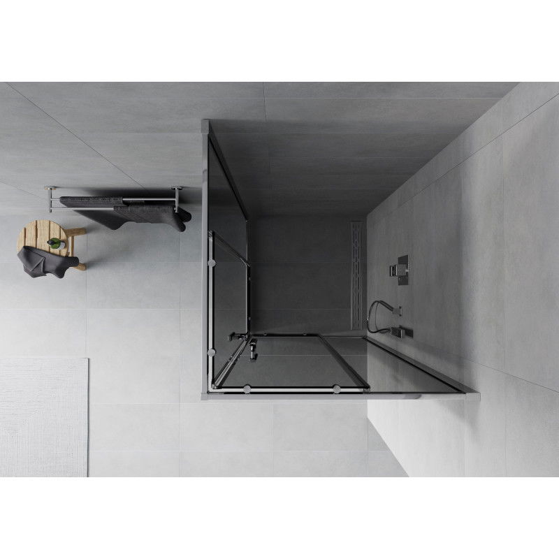 Mexen Rio vierkante douchecabine 80 x 80 cm, grafiet, chroom - 860-080-080-01-40