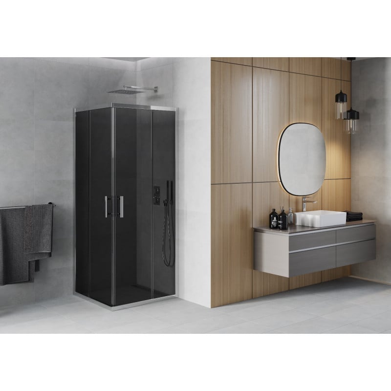 Mexen Rio Square Shower Cabin 90 x 90 cm, Graphite, Chrome - 860-090-090-01-40