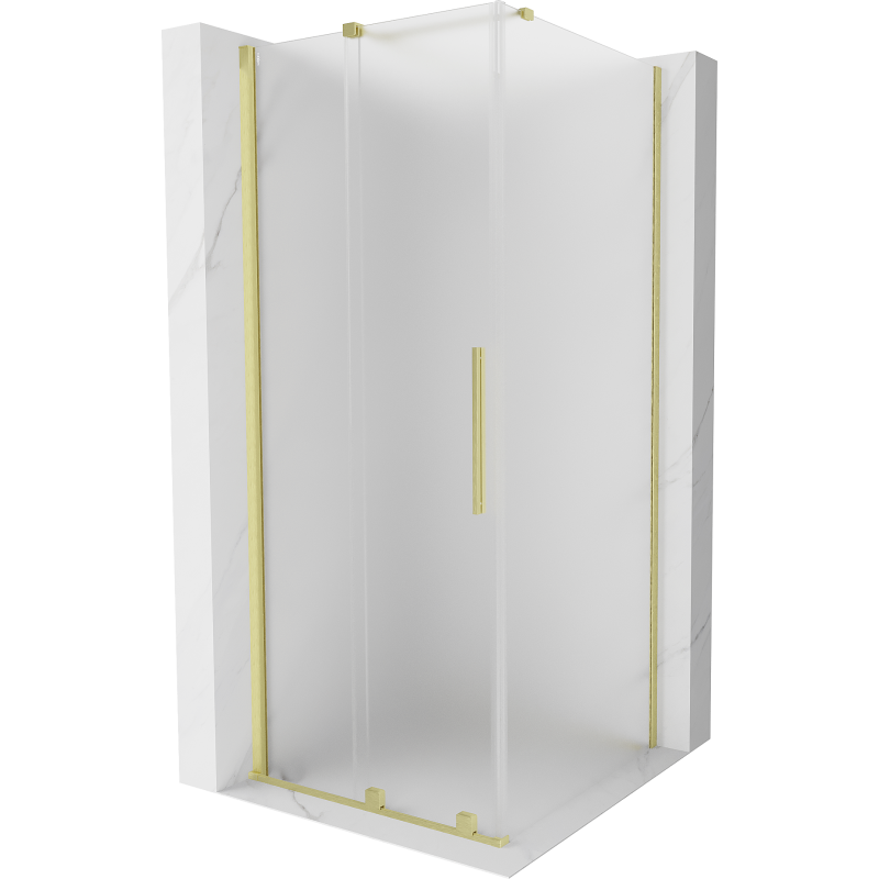 Mexen Velar cabina doccia scorrevole 90 x 90 cm, smerigliata, oro spazzolato - 871-090-090-31-55