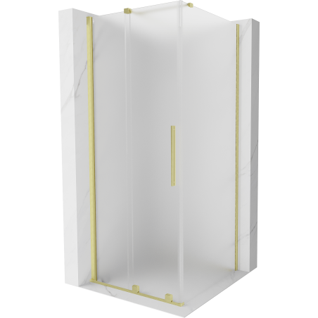 Mexen Velar 90 x 90 cm Sliding Shower Enclosure, Frosted, Brushed Gold - 871-090-090-31-55