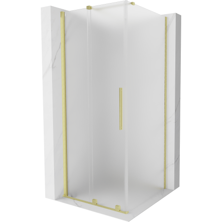 Mexen Velar Duschkabine schiebbar 90 x 90 cm, Frost, gebürstetes Gold - 871-090-090-31-55