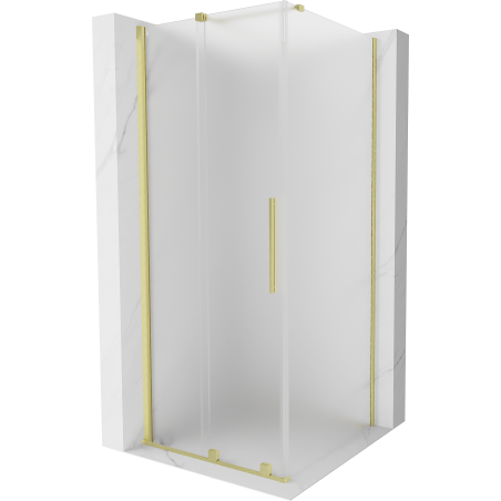 Mexen Velar liukuovi suihkukoppi 90 x 90 cm, huurrettu, harjattu kulta - 871-090-090-31-55