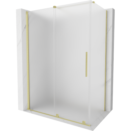 Mexen Velar skjutbar duschkabin 140 x 80 cm, frost, borstad guld - 871-140-080-31-55