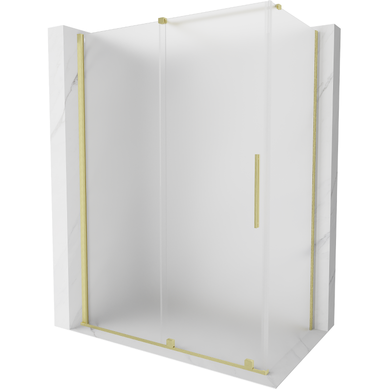 Mexen Velar douchecabine schuifdeur 140 x 70 cm, matglas, geborsteld goud - 871-140-070-31-55