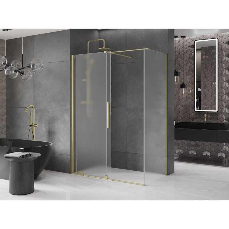 Mexen Velar sliding shower enclosure 150 x 85 cm, frost, brushed gold - 871-150-085-31-55