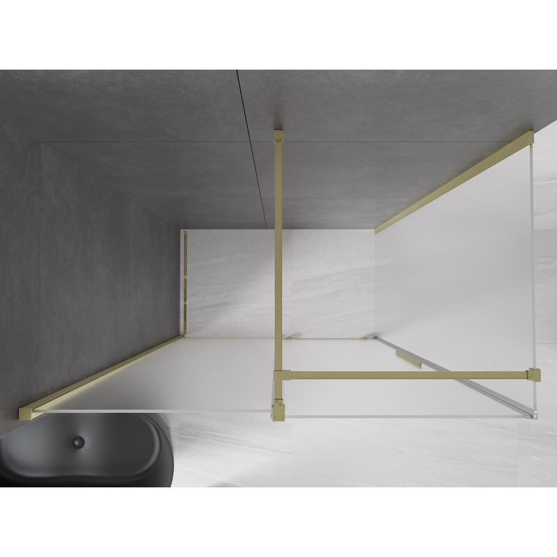 Mexen Velar klizna za tuš s kliznim vratima 150 x 70 cm, matirana, zlatna brušena - 871-150-070-31-55