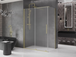 Mexen Velar sliding shower cabin 160 x 100 cm, frost, brushed gold - 871-160-100-31-55