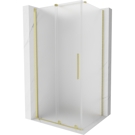 Mexen Velar sliding shower enclosure 130 x 100 cm, frost, brushed gold - 871-130-100-31-55