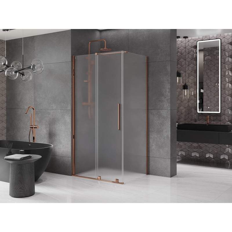 Mexen Velar sliding shower cabin 110 x 120 cm, frost, rose gold - 871-110-120-31-60