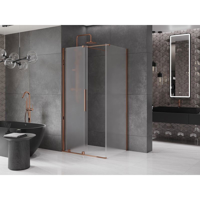 Mexen Velar cabine de douche coulissante 120 x 75 cm, givre, or rose - 871-120-075-31-60