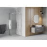 Mexen Rio halvrund duschkabin 70 x 70 cm, vita ränder, krom - 863-070-070-01-20