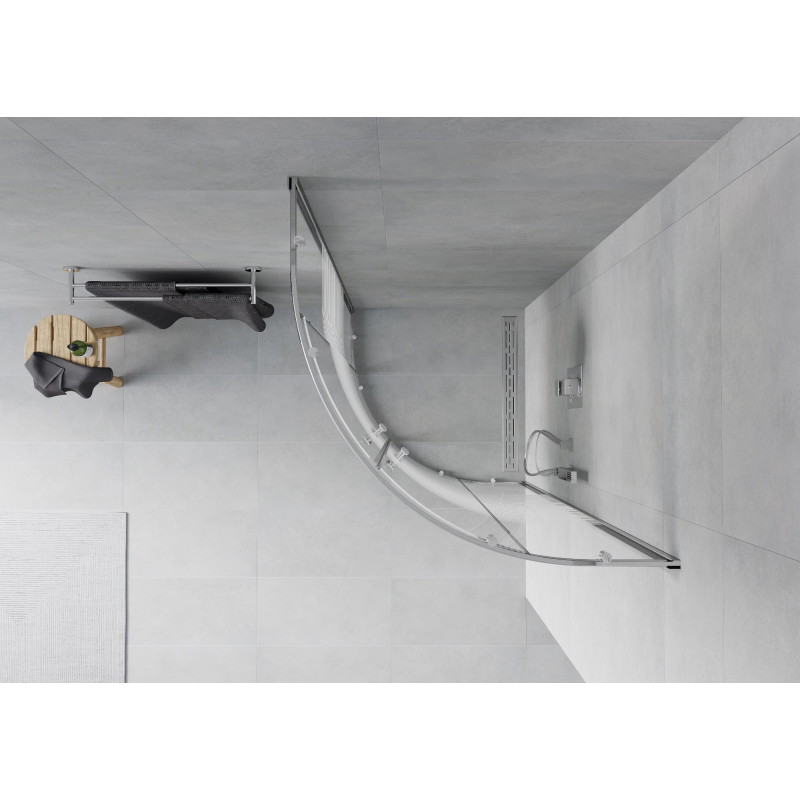 Mexen Rio cabine de duche semicircular 70 x 70 cm, faixas brancas, cromado - 863-070-070-01-20