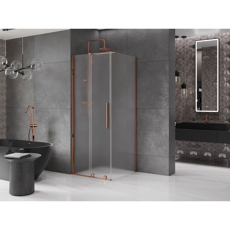 Mexen Velar cabine de douche coulissante 90 x 90 cm, givre, or rose - 871-090-090-31-60