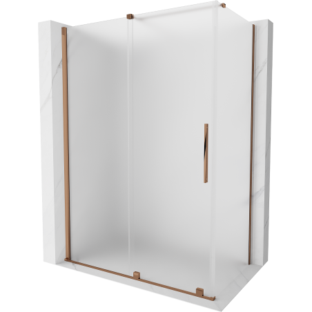 Mexen Velar Schiebetür-Duschkabine 140 x 80 cm, Eisglas, Roségold - 871-140-080-31-60