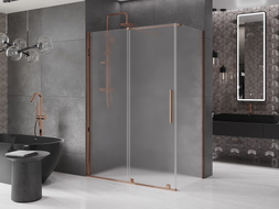 Mexen Velar sliding shower enclosure 140 x 70 cm, frosted, rose gold - 871-140-070-31-60