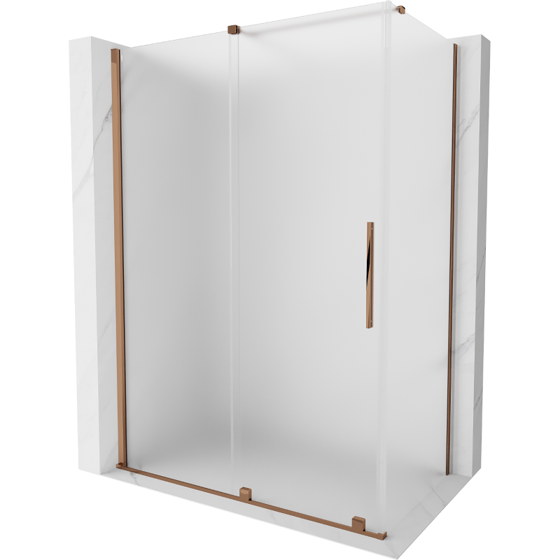Mexen Velar sliding shower enclosure 140 x 75 cm, frosted, rose gold - 871-140-075-31-60