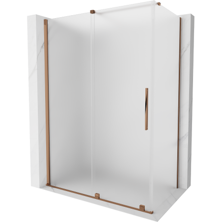 Mexen Velar sliding shower enclosure 140 x 75 cm, frosted, rose gold - 871-140-075-31-60