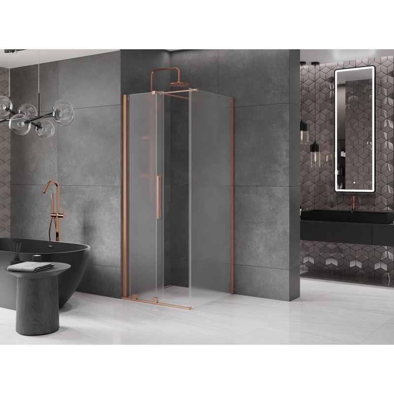 Mexen Velar klizna tuš kabina klizna 100 x 100 cm, mat, brušeni bakar - 871-100-100-31-65