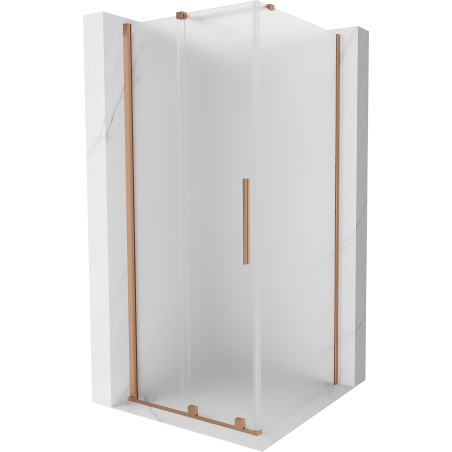 Mexen Velar sliding shower enclosure 120 x 120 cm, frost, brushed copper - 871-120-120-31-65