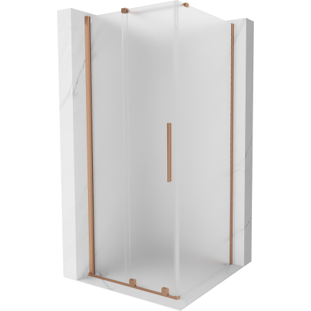 Mexen Velar klizna tuš kabina klizna 100 x 100 cm, mat, brušeni bakar - 871-100-100-31-65