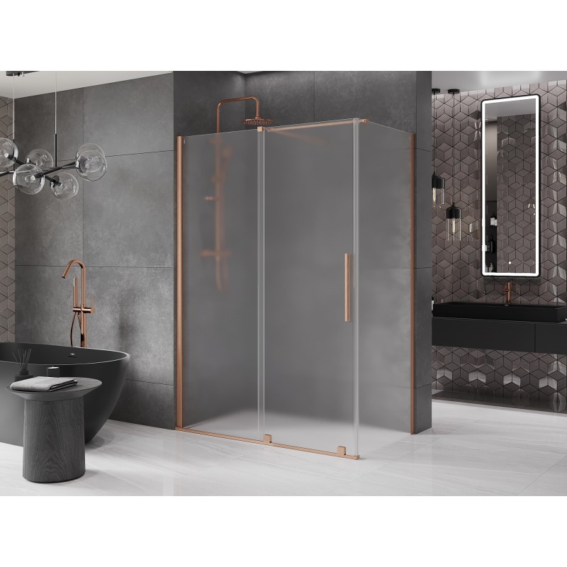 Mexen Velar kabina prysznicowa rozsuwana 130 x 75 cm, szron, miedź szczotkowana - 871-130-075-31-65