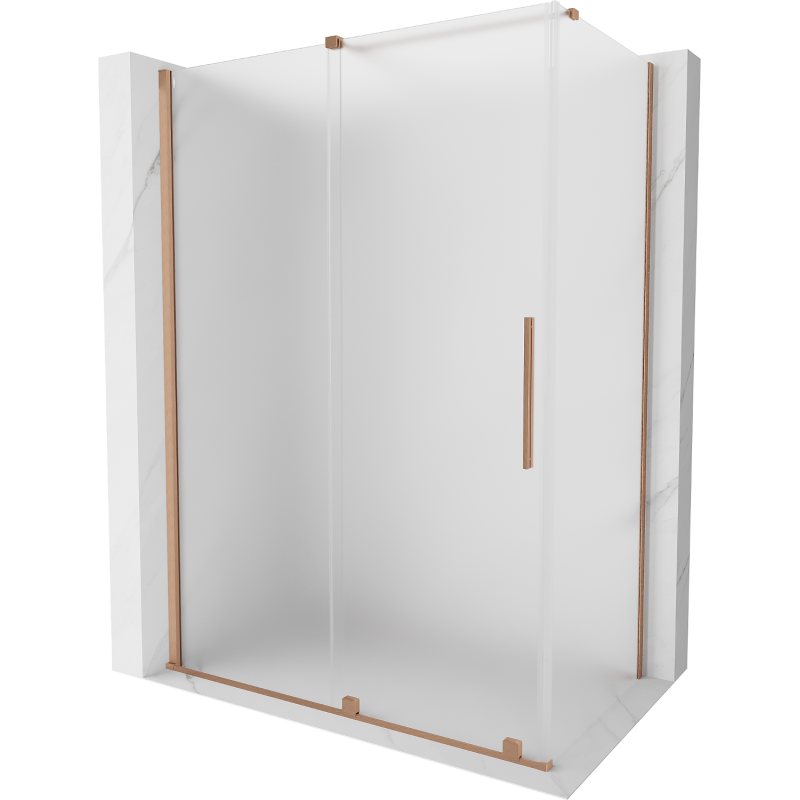 Mexen Velar schuifdouchecabine 150 x 75 cm, mat, geborsteld koper - 871-150-075-31-65