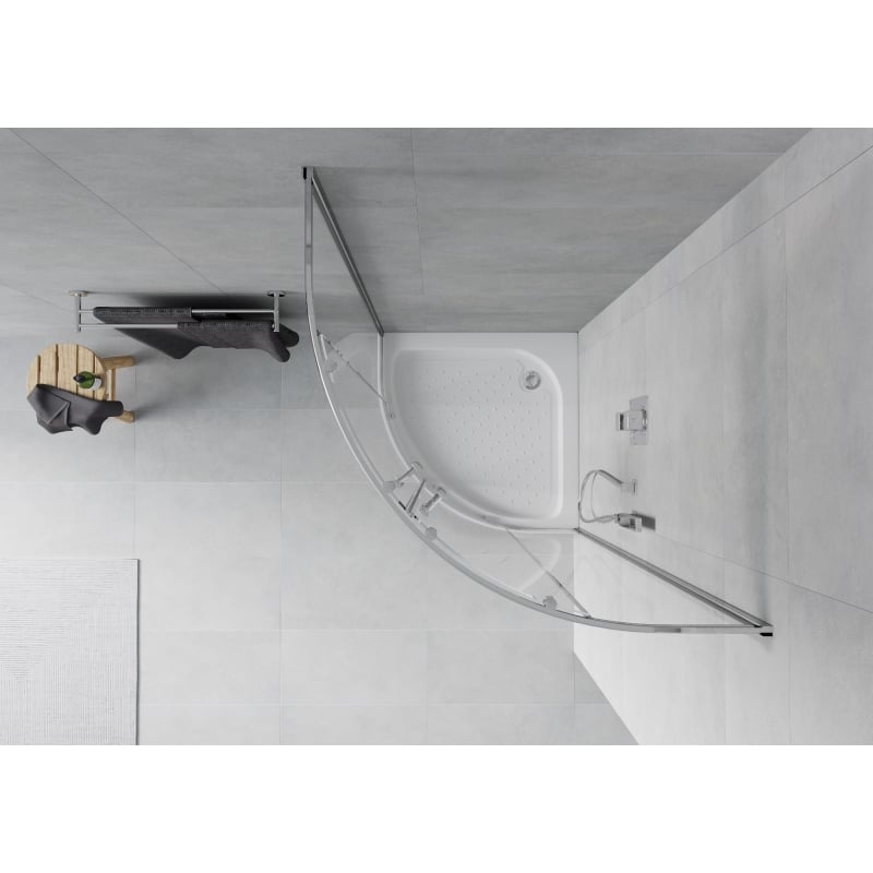 Mexen Rio polukružna tuš kabina 70 x 70 cm, transparentna, krom + tuš kada, bijela - 863-070-070-01-00-4710