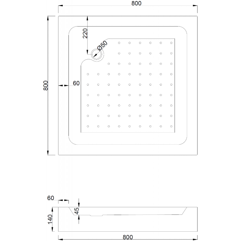 Mexen Rio plato de ducha cuadrado 80 x 80 cm, blanco - 45108080