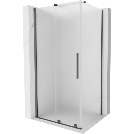 Mexen Velar Duschkabine Schiebetür 90 x 80 cm, gefrostet, gebürstetes Gun Gray - 871-090-080-31-66