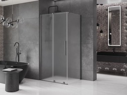 Mexen Velar cabina doccia scorrevole 110 x 100 cm, brina, gun gray spazzolato - 871-110-100-31-66