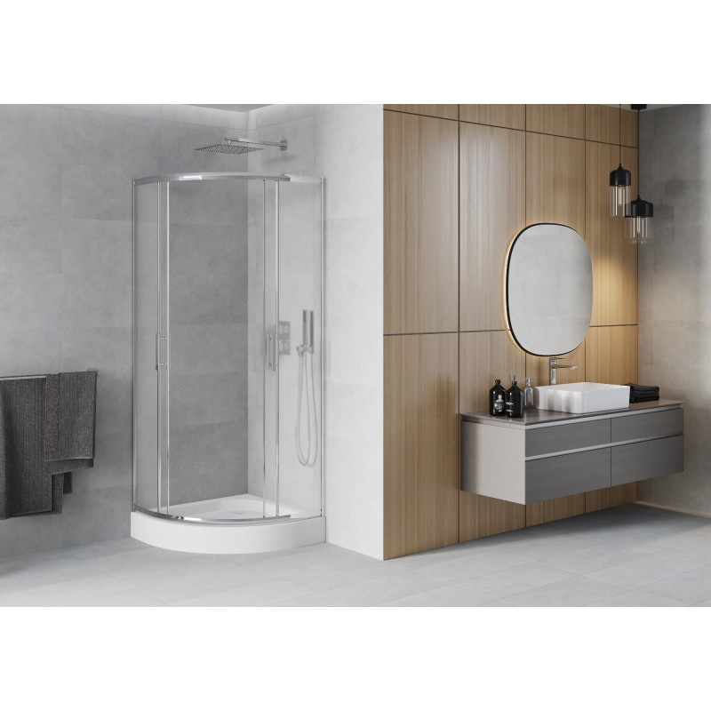 Mexen Rio cabina doccia semicircolare 70 x 70 cm, brina, cromo + piatto doccia, bianco - 863-070-070-01-30-4710