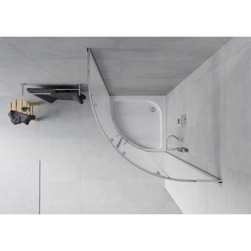 Mexen Rio cabina doccia semicircolare 70 x 70 cm, brina, cromo + piatto doccia, bianco - 863-070-070-01-30-4710