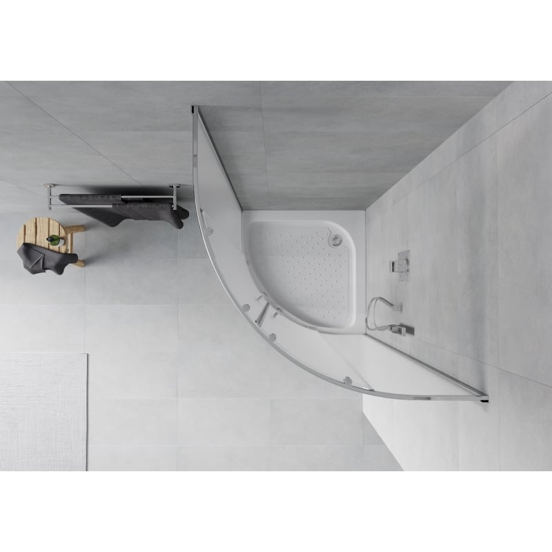 Mexen Rio dušikabiin poolringikujuline 70 x 70 cm, härmatis, kroom + alusvann, valge - 863-070-070-01-30-4710