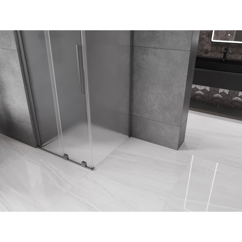 Mexen Velar Duschkabine Schiebetür 90 x 90 cm, satiniert, gebürstet gun gray - 871-090-090-31-66