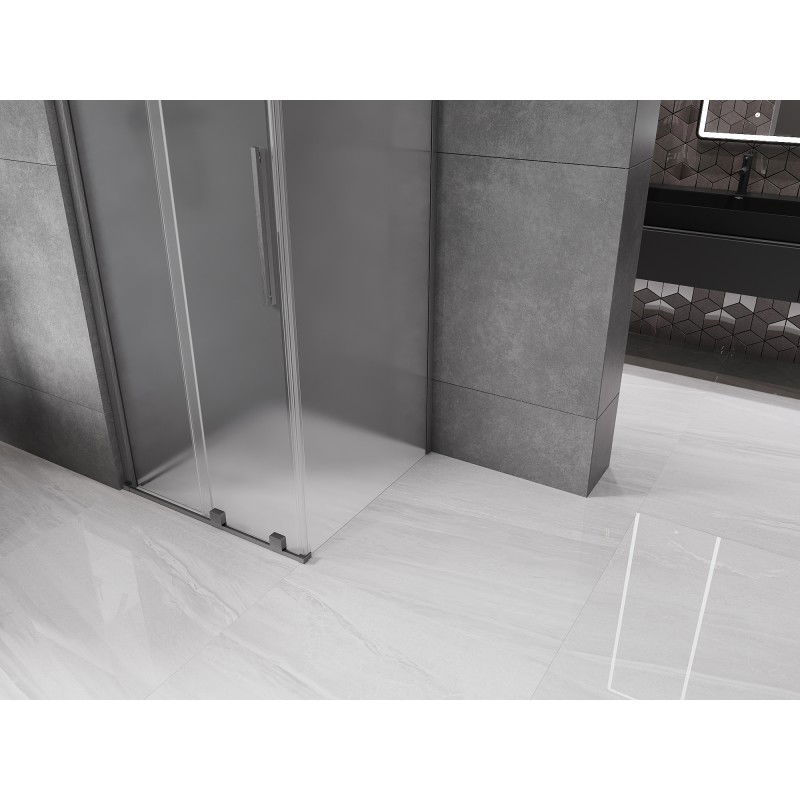 Mexen Velar συρόμενη καμπίνα ντους 120 x 120 cm, παγετός, βουρτσισμένο γκρι όπλο