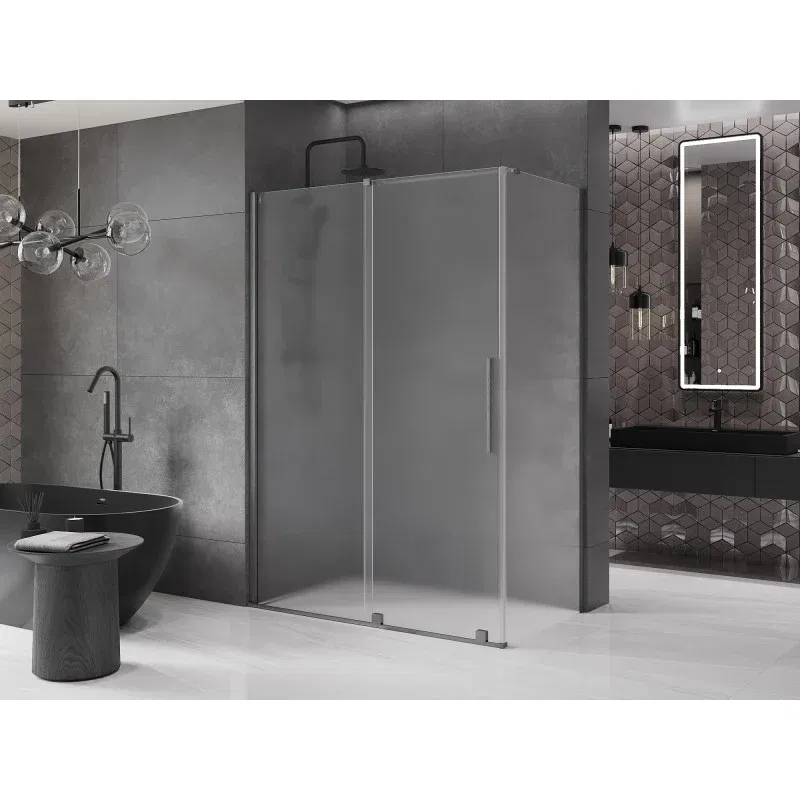 Mexen Velar cabine de douche coulissante 130 x 70 cm, givre, gris pistolet brossé - 871-130-070-31-66