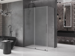 Mexen Velar Sliding Shower Enclosure 140 x 70 cm, Frosted, Gun Grey Brushed - 871-140-070-31-66