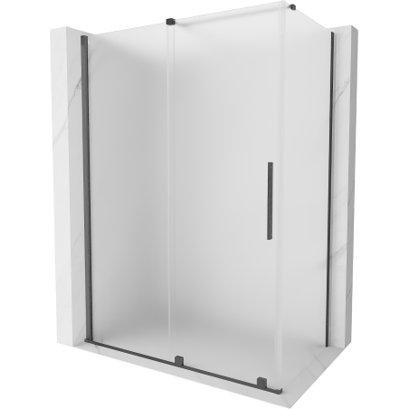 Mexen Velar schuifbare douchecabine 140 x 85 cm, ijs, geborsteld geweergrijs - 871-140-085-31-66