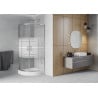 Mexen Rio cabine de duche semicircular 70 x 70 cm, faixas brancas, cromado + base de duche, branco - 863-070-070-01-20-4710