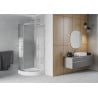 Mexen Rio cabine de duche semicircular 70 x 70 cm, faixas brancas, cromado + base de duche, branco - 863-070-070-01-20-4710