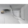 Mexen Rio cabine de duche semicircular 70 x 70 cm, faixas brancas, cromado + base de duche, branco - 863-070-070-01-20-4710