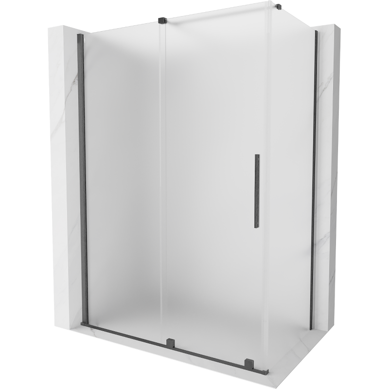 Mexen Velar cabina de ducha corredera 150 x 70 cm, escarcha, gris pistola cepillado - 871-150-070-31-66
