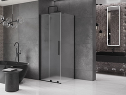 Mexen Velar klizna tuš kabina 90 x 90 cm, mraz, crna - 871-090-090-31-70
