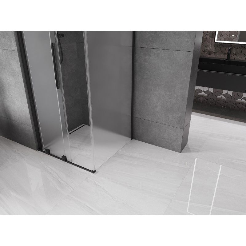 Mexen Velar cabina de ducha corredera 90 x 90 cm, escarcha, negra - 871-090-090-31-70