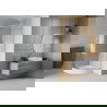 Mexen Rio cabine de douche semi-circulaire 90 x 90 cm, bandes blanches, chrome + receveur Rio, blanc - 863-090-090-01-20-4710