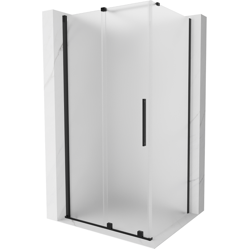 Mexen Velar sliding shower cabin 100 x 80 cm, frosted, black - 871-100-080-31-70